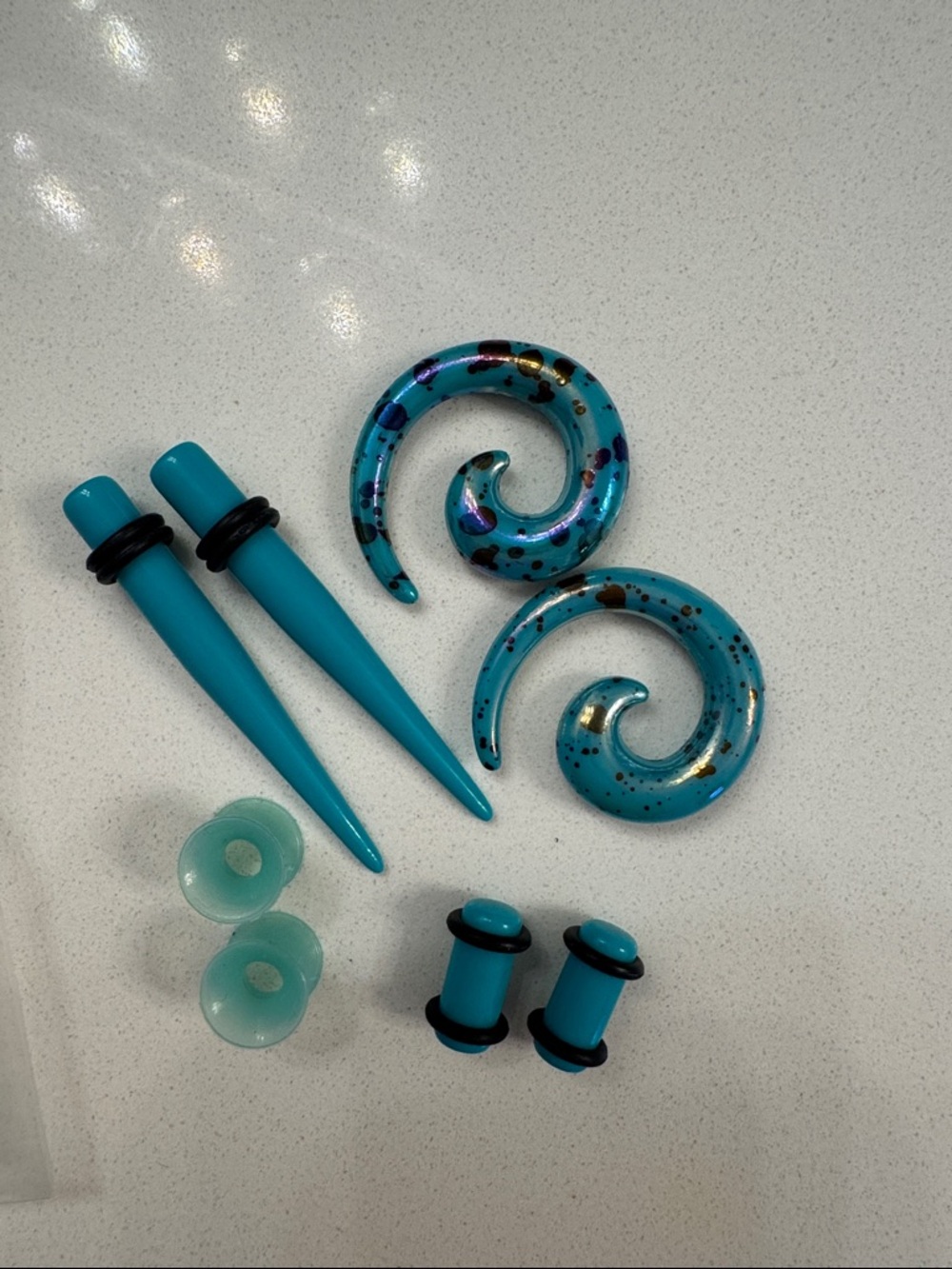 Turquoise Spiral and Taper Ear Stretching Kit